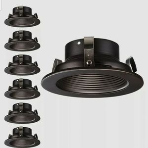6pc 4" inch Oil Rubbed Bronze Metal Step Baffle Trim, Recessed Can Light Trim